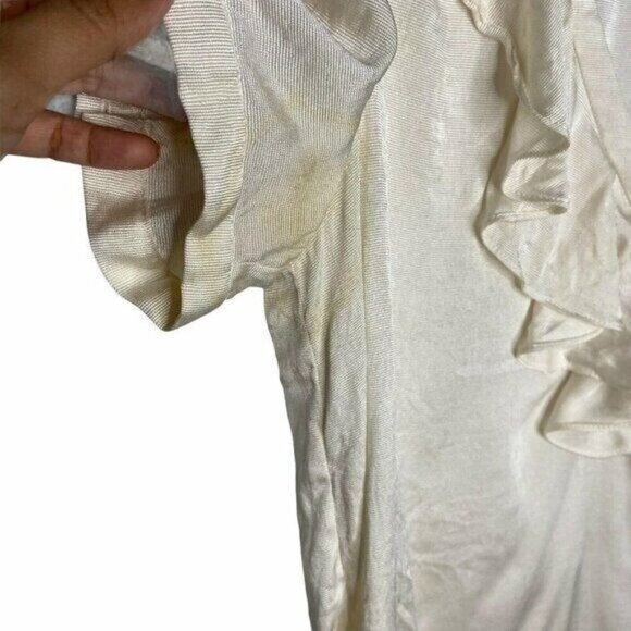 Kate Spade Blouse‎ Women's Size 6 Ivory Ruffle Collared Silk - Picture 7 of 9